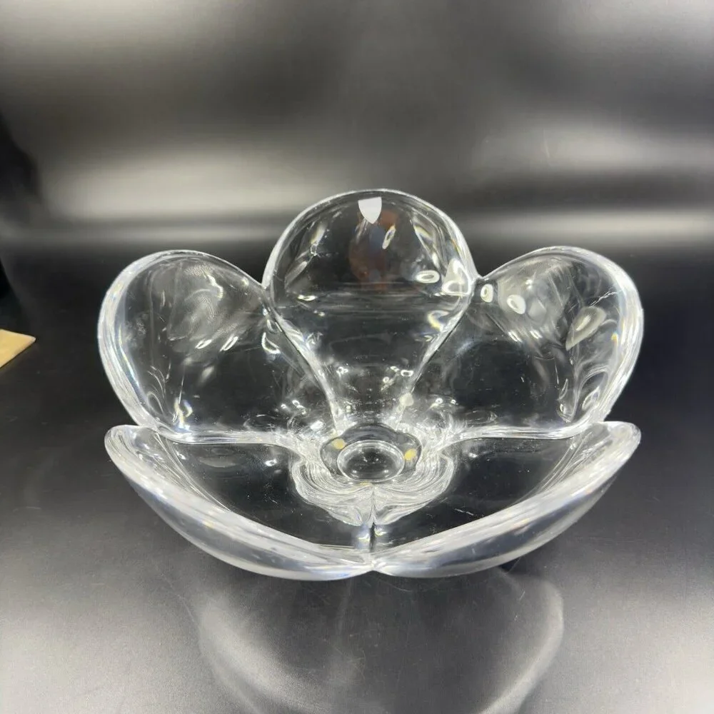 Vintage Orrefors Clear Tulip Petal Flower Shaped Bowl Dish Centerpiece W Label‎